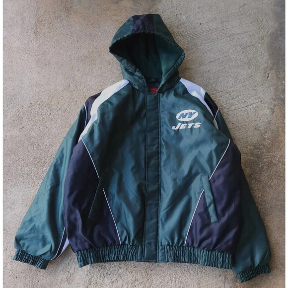 NFL Other - NY New York JETS NFL Oversized Green Zip Up Hoodie On Field Jacket Coat Size XL